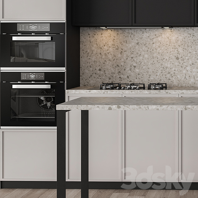 Kitchen Modern – Cream and Black 26 3DS Max Model - thumbnail 3