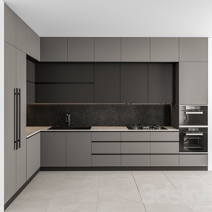 Kitchen Modern – Gray and Black 46 3DS Max - thumbnail 1