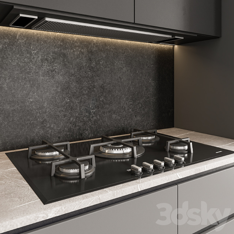 Kitchen Modern – Gray and Black 46 3DS Max - thumbnail 2