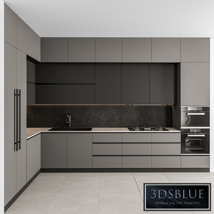 Kitchen Modern – Gray and Black 46 3DS Max - thumbnail 3