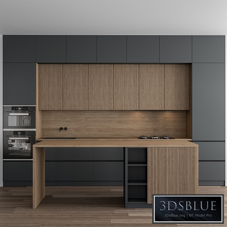 Kitchen Modern – Gray and Wood 107 3DS Max - thumbnail 3