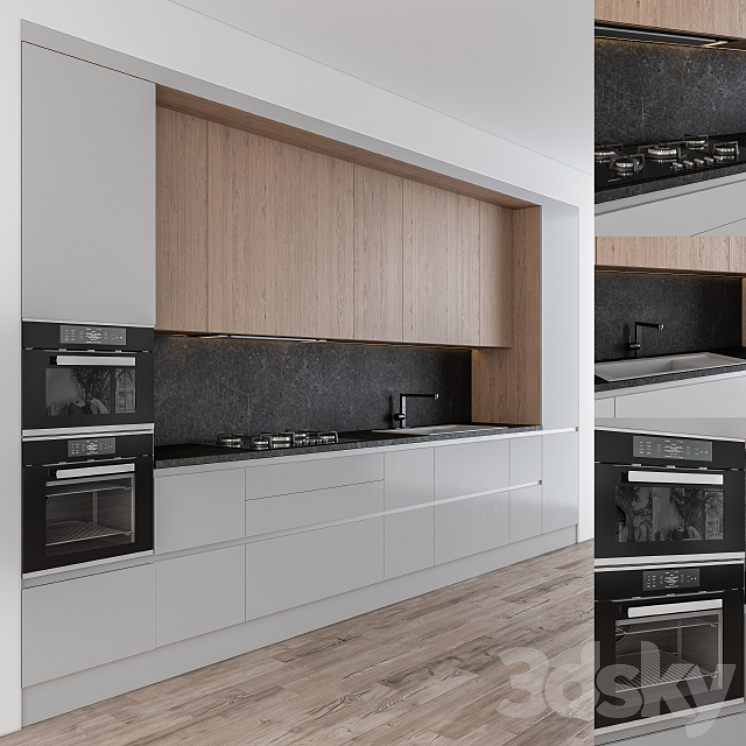 Kitchen Modern – Gray and Wood 24 3DS Max - thumbnail 1