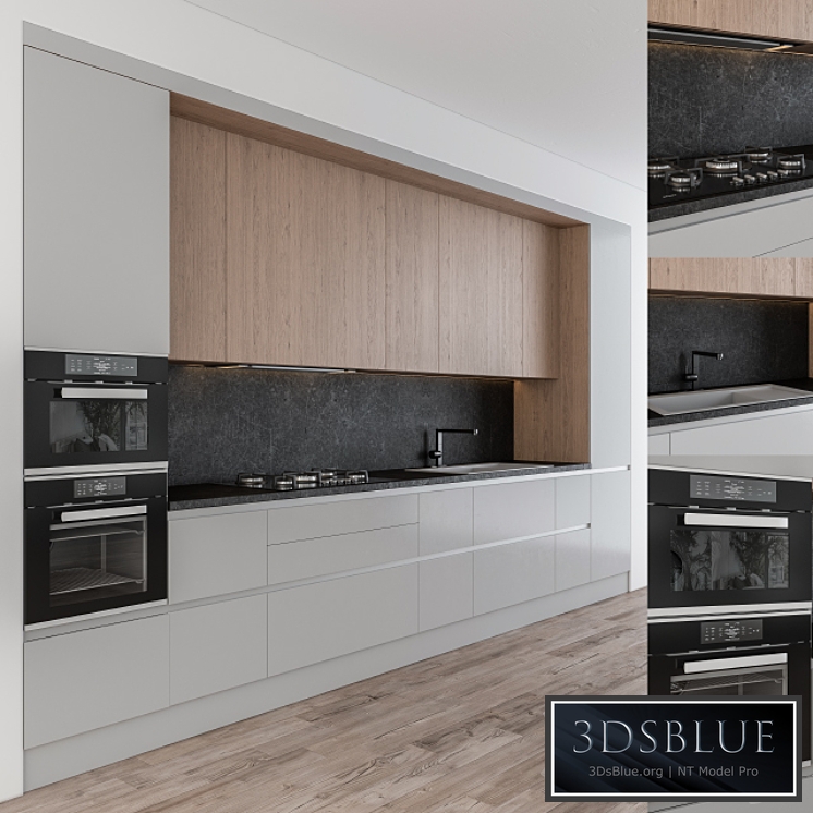 Kitchen Modern – Gray and Wood 24 3DS Max - thumbnail 3