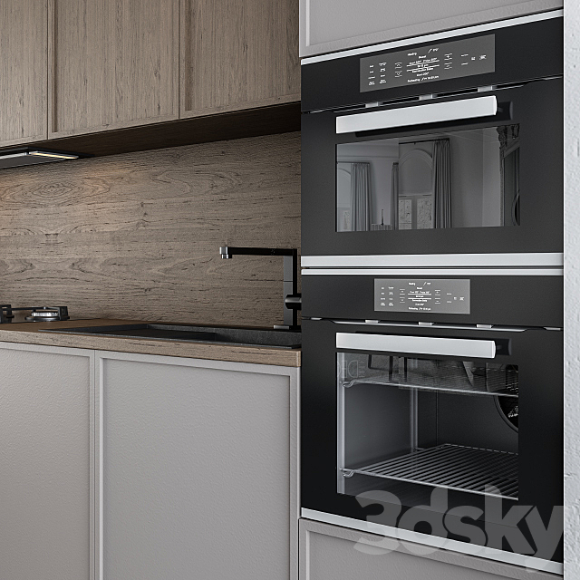 Kitchen Modern – Gray and Wood 45 3DS Max Model - thumbnail 2