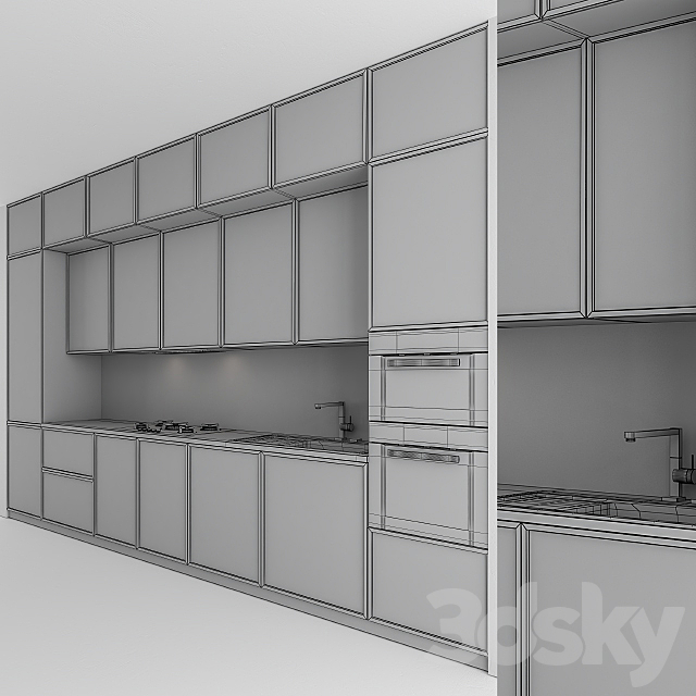 Kitchen Modern – Gray and Wood 45 3DS Max Model - thumbnail 5