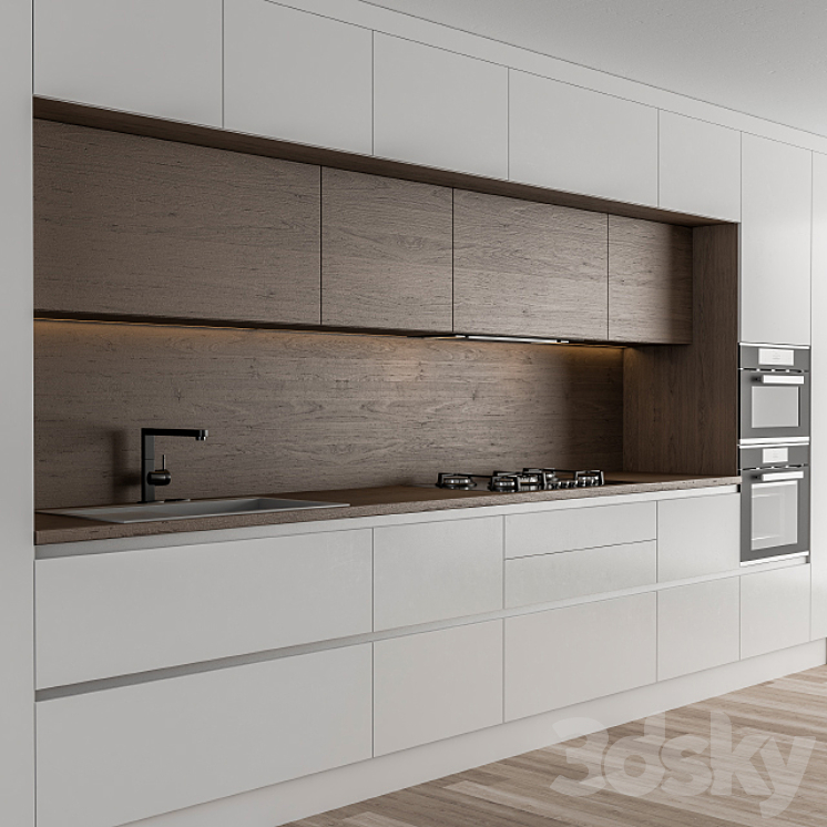 Kitchen Modern – White and Wood 32 3DS Max - thumbnail 2