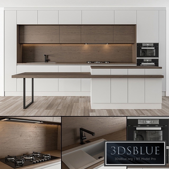 Kitchen Modern – White and Wood 32 3DS Max - thumbnail 3