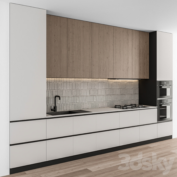 Kitchen Modern – White and Wood 55 3DS Max - thumbnail 2