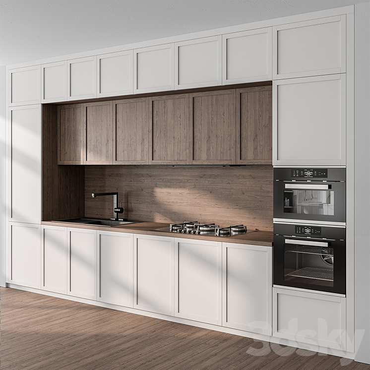 Kitchen Modern – White and Wood 62 3DS Max Model - thumbnail 1