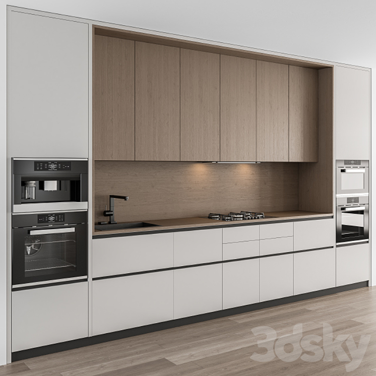 Kitchen Modern – White and Wood Cabinets 75 3DS Max - thumbnail 1