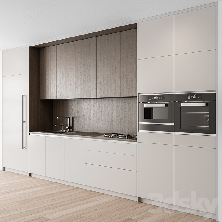 Kitchen Modern – white and Wood Cabinets 81 3DS Max Model - thumbnail 1