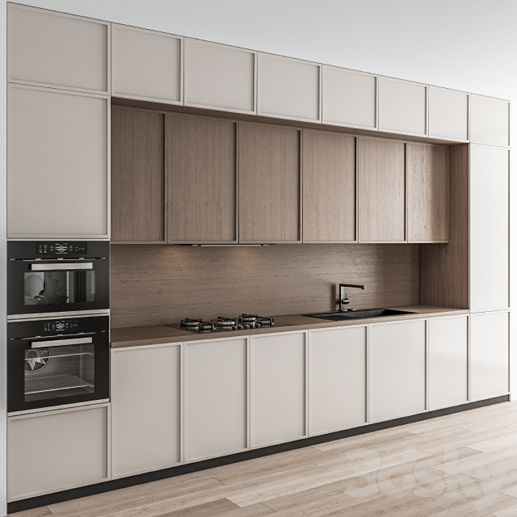 Kitchen Modern – White and Wood with Island 58 3DS Max - thumbnail 2