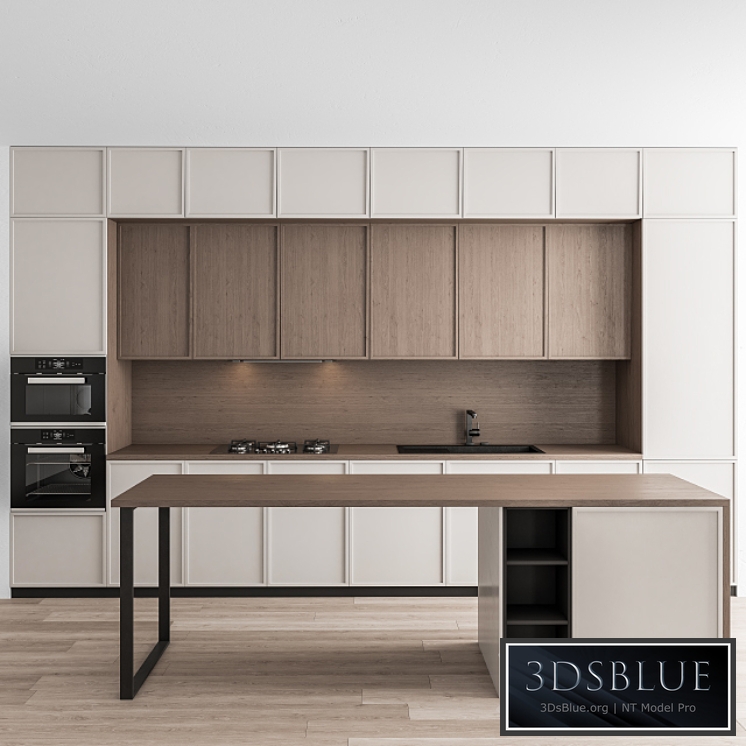 Kitchen Modern – White and Wood with Island 58 3DS Max - thumbnail 3