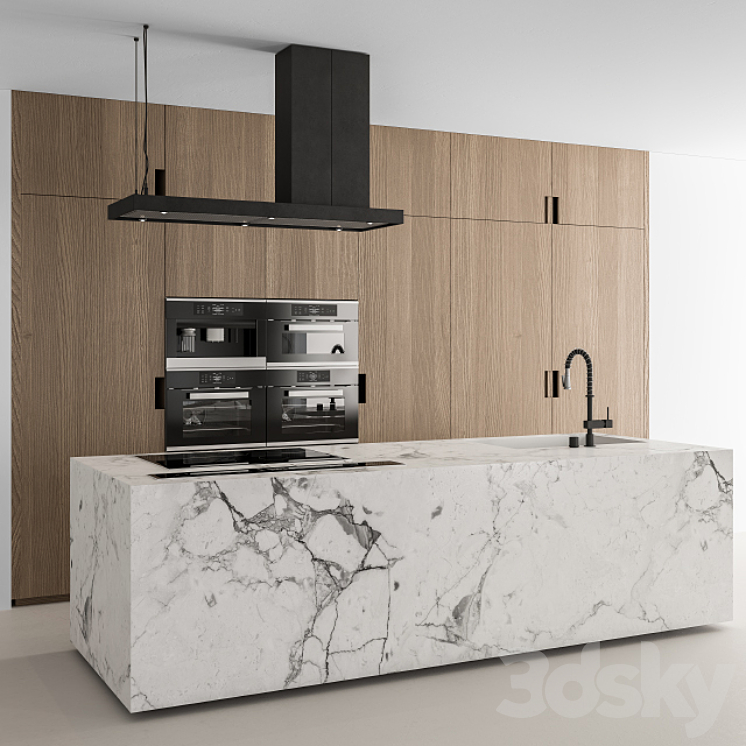 Kitchen Modern -Wood and Marble 64 3DS Max Model - thumbnail 1