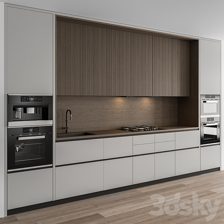 Kitchen Modern – Wood and White Cabinets 96 3DS Max - thumbnail 1