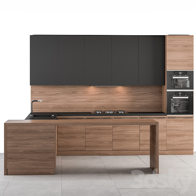 Kitchen Modern – Wooden and Black 59 3DS Max Model - thumbnail 2