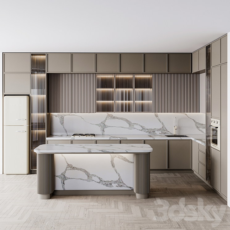 kitchen modern130smeg 3DS Max Model - thumbnail 1