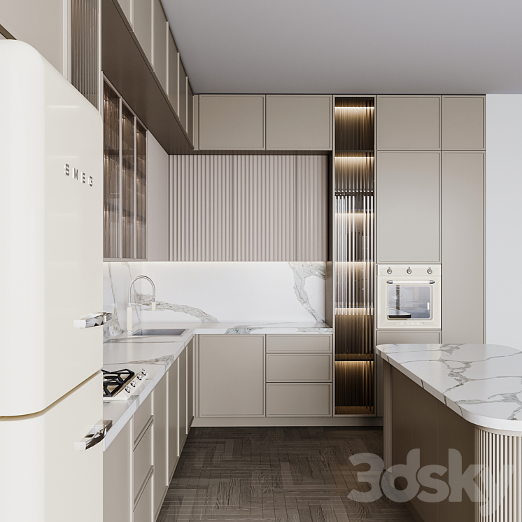 kitchen modern130smeg 3DS Max Model - thumbnail 2