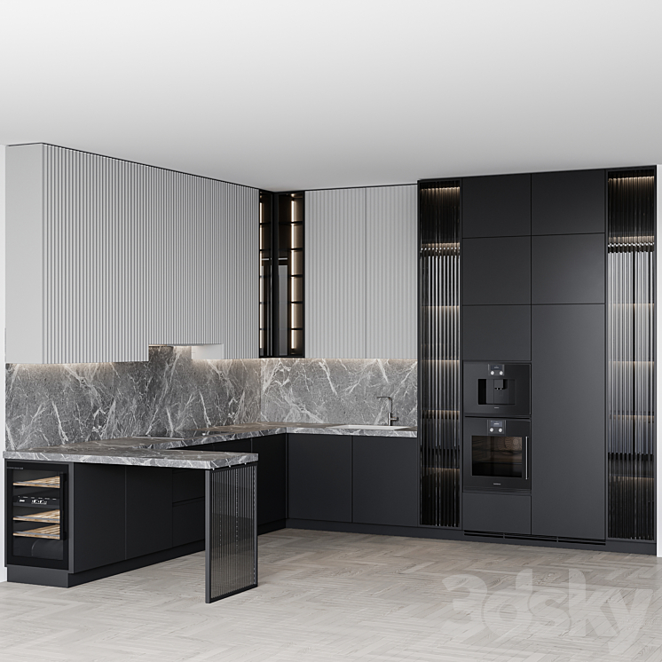 kitchen modern163 3DS Max Model - thumbnail 1