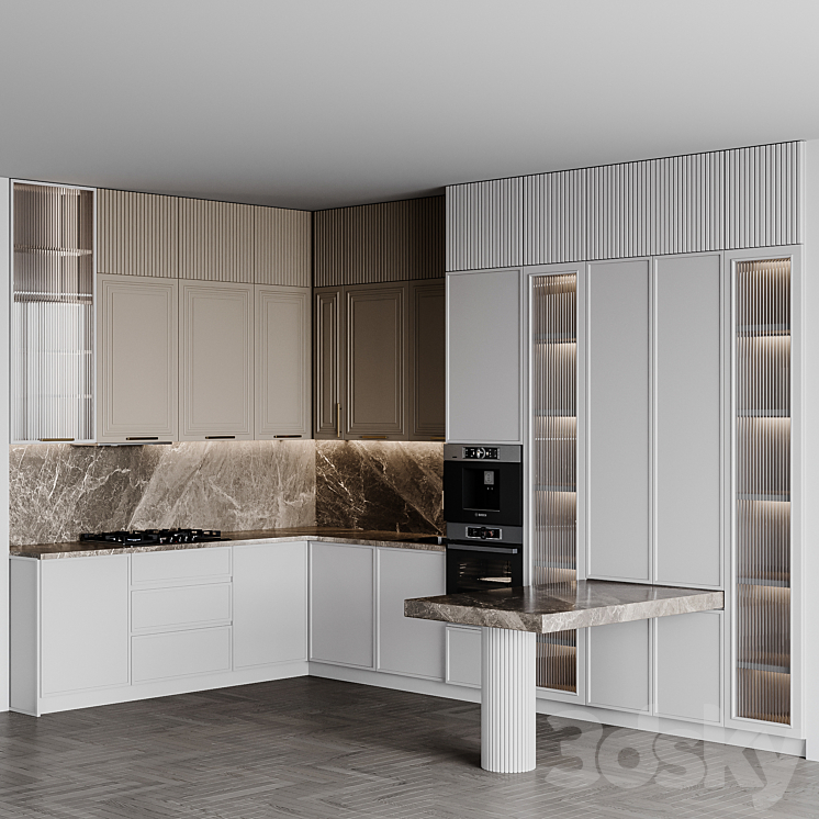 kitchen modern214 3DS Max Model - thumbnail 2