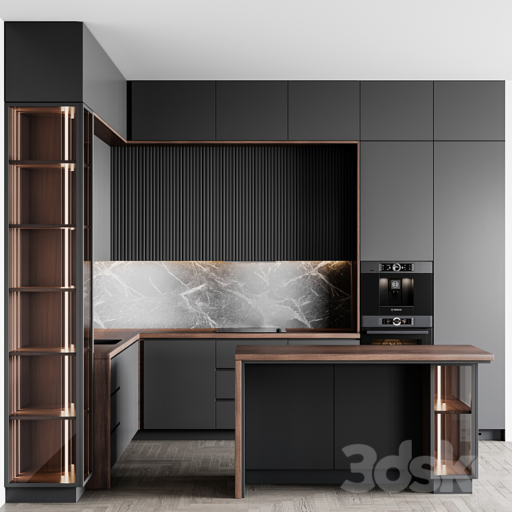 kitchen modern225 3DS Max Model - thumbnail 1