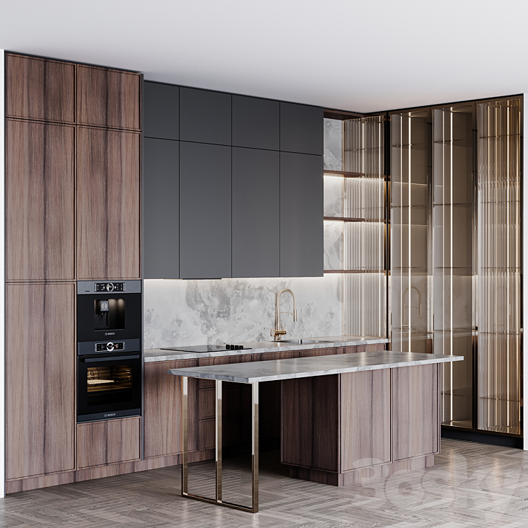 kitchen modern235 3DS Max Model - thumbnail 1