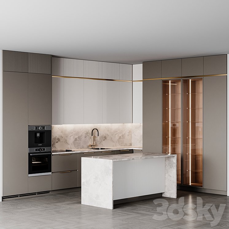 kitchen modern254 3DS Max Model - thumbnail 2