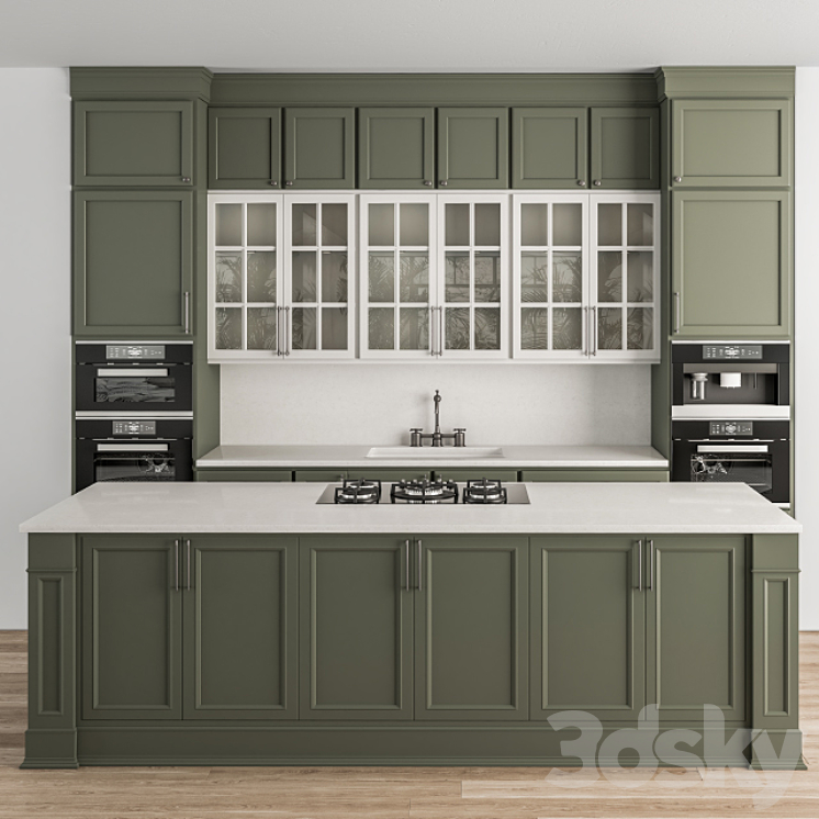 Kitchen Neo Classic Green and White – Set 36 3DS Max - thumbnail 1