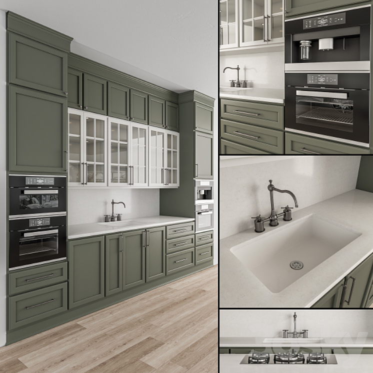 Kitchen Neo Classic Green and White – Set 36 3DS Max - thumbnail 2