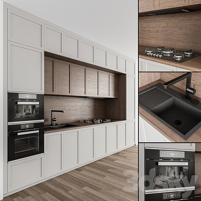 Kitchen Neo Classic – White and Wood 30 3DSMax File - thumbnail 1