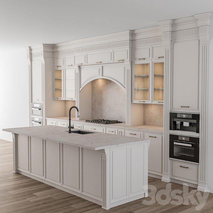 Kitchen Neo Classic White – Set 47 3DS Max Model - thumbnail 1