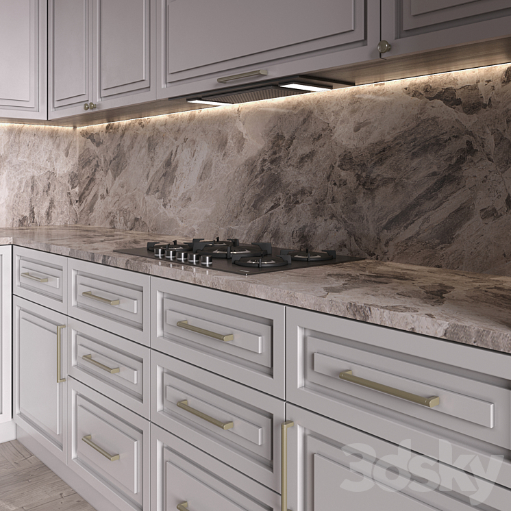 Kitchen Neoclassic 138 (Corner Kitchen) 3DS Max Model - thumbnail 2