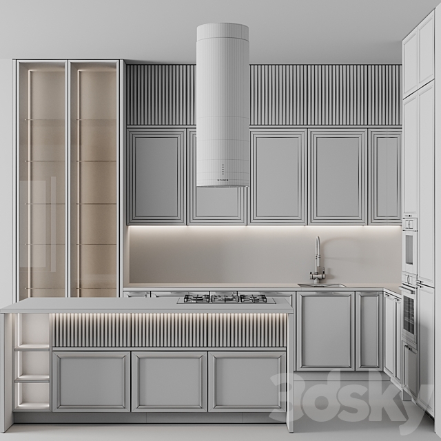 kitchen Neoclassic 282 3DS Max Model - thumbnail 6