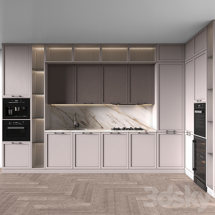 Kitchen Neoclassic 93 (Corner Kitchen) 3DS Max Model - thumbnail 1