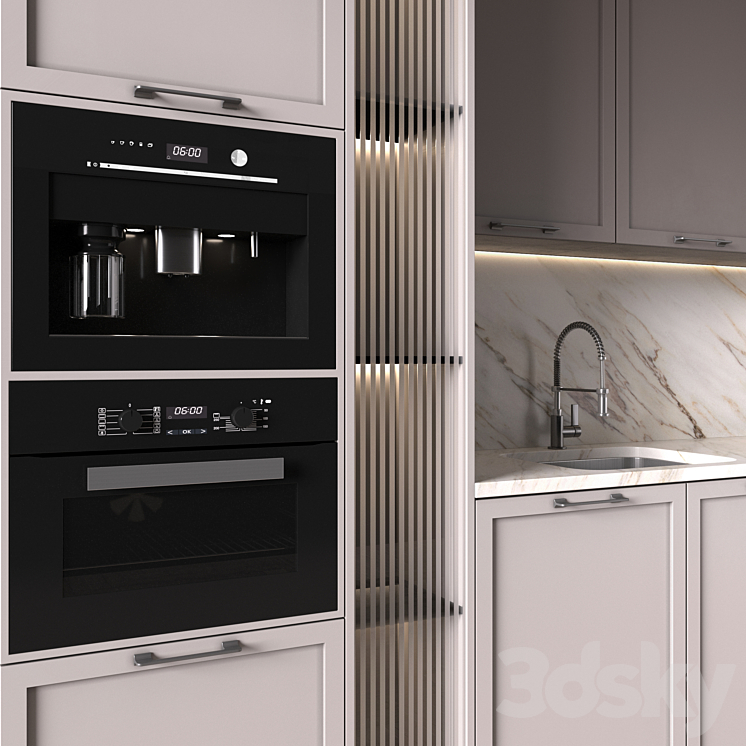 Kitchen Neoclassic 93 (Corner Kitchen) 3DS Max Model - thumbnail 2