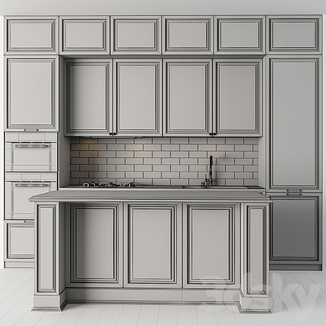 Kitchen NeoClassic – Black and Cream Set 23 3DS Max Model - thumbnail 4