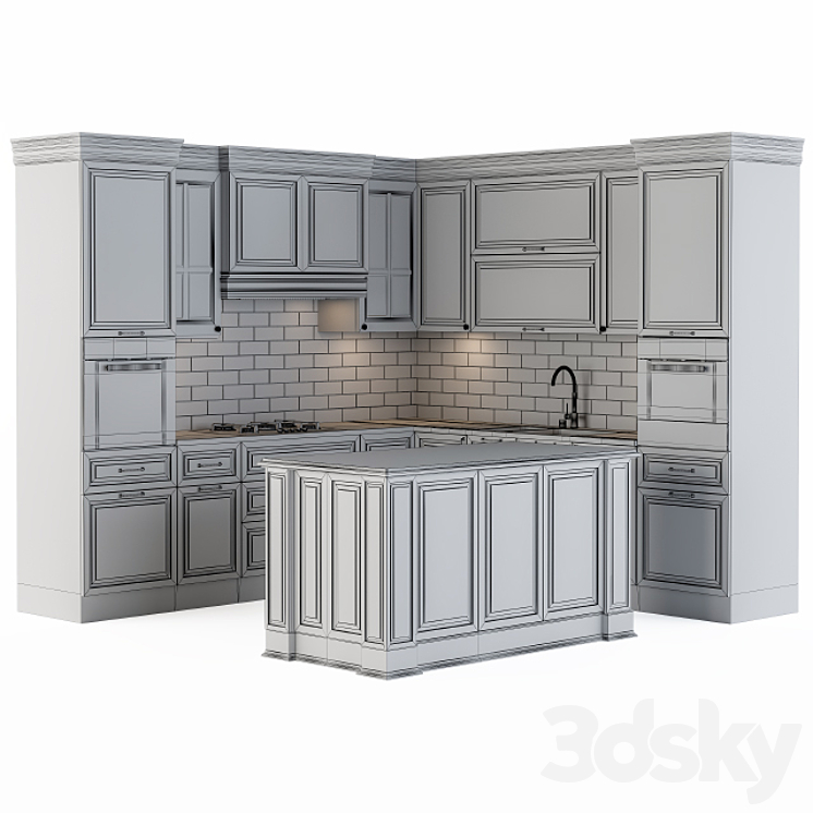 Kitchen NeoClassic Gray 3DS Max - thumbnail 2