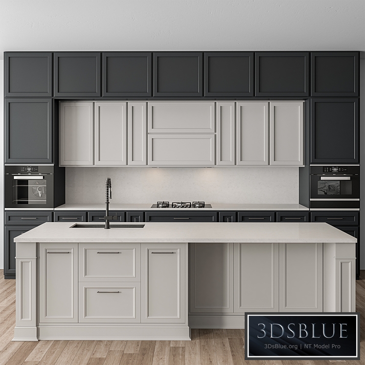 Kitchen NeoClassic – Navy Blue and White Set 65 3DS Max - thumbnail 3