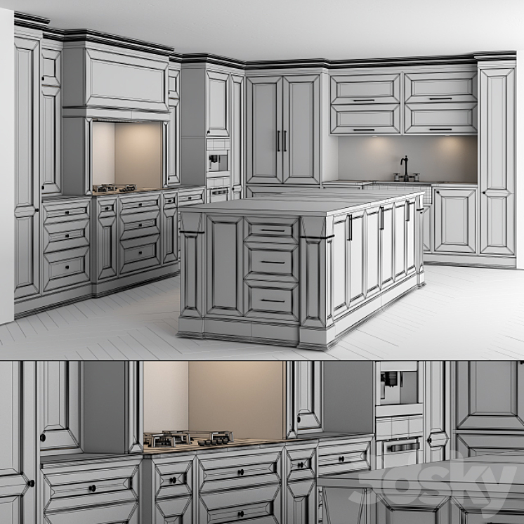 Kitchen NeoClassic – white Set 16 3DS Max - thumbnail 2