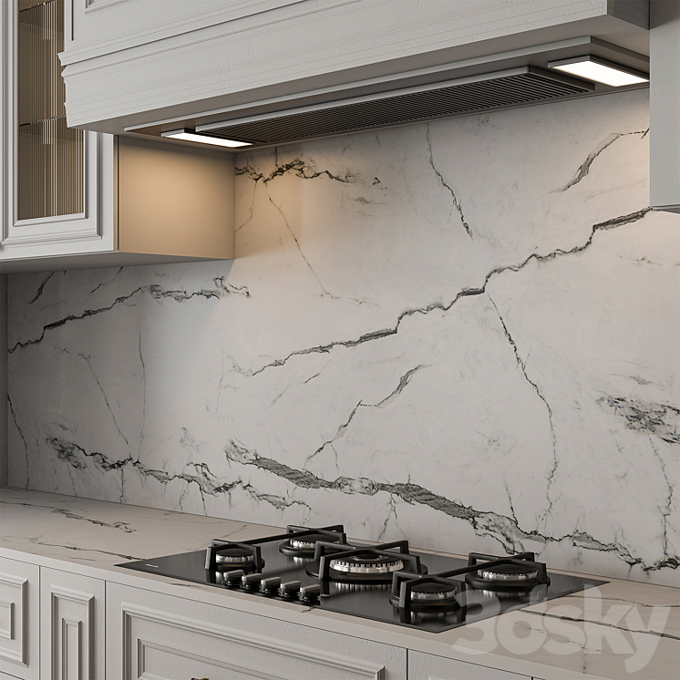 Kitchen NeoClassic – White Set 66 3DS Max - thumbnail 2