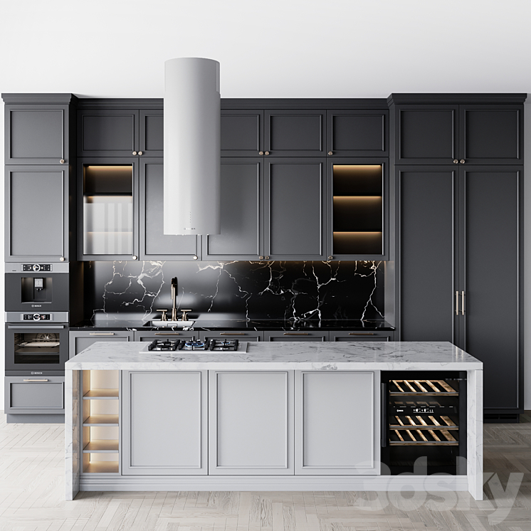 Kitchen Neoclassic124 3DS Max Model - thumbnail 1