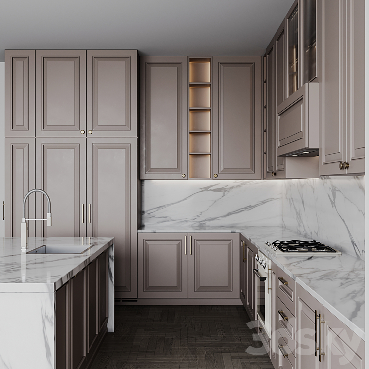 Kitchen Neoclassic129smeg 3DS Max Model - thumbnail 2