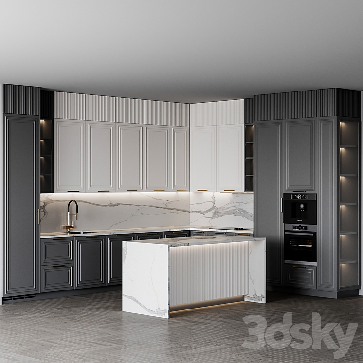 kitchen Neoclassic211 3DS Max Model - thumbnail 2