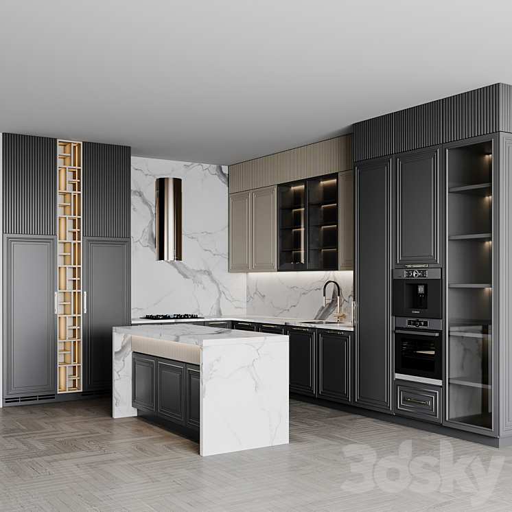 kitchen Neoclassic224 3DS Max Model - thumbnail 2