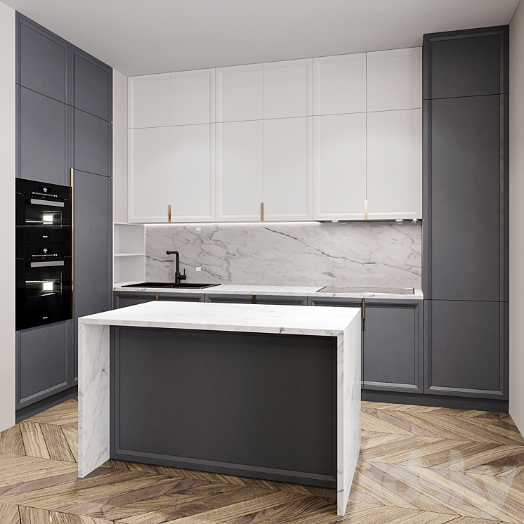 Kitchen neoclassical 3DS Max Model - thumbnail 2