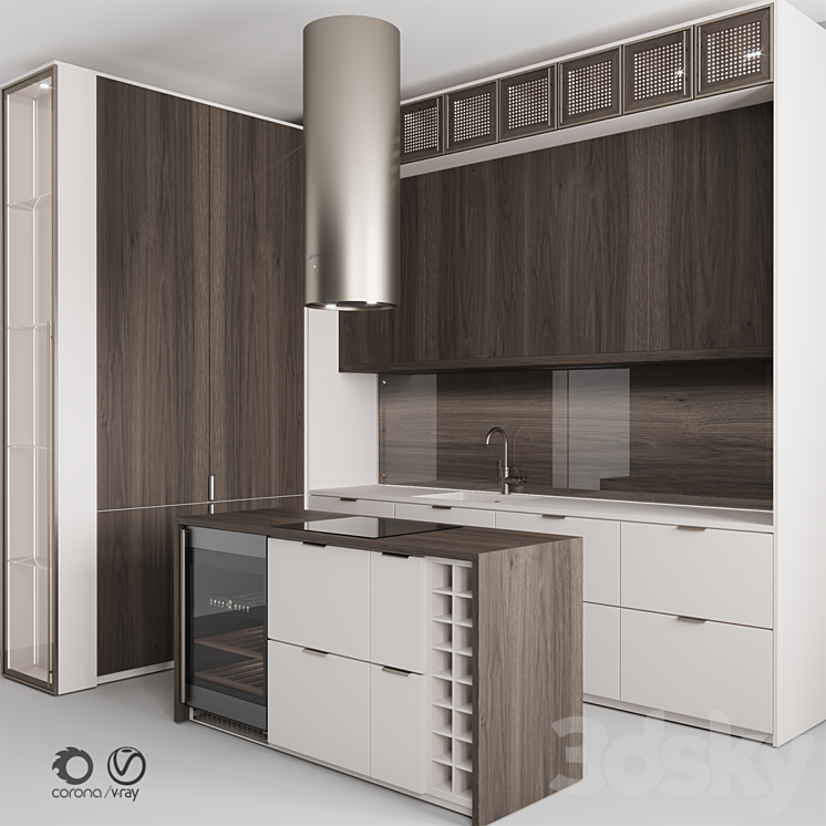 “Kitchen No. 100 “”Dark Wood and Beige””” 3DS Max - thumbnail 2