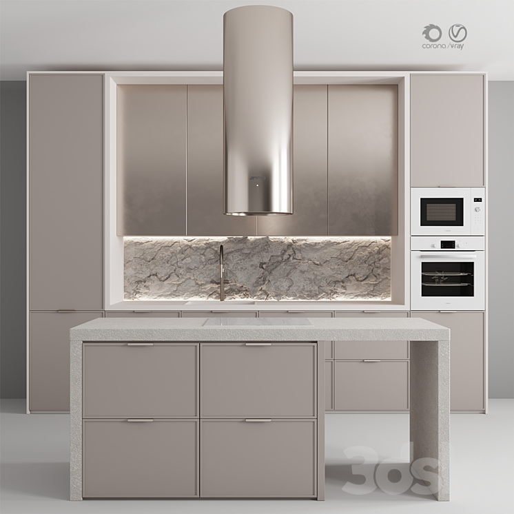 “Kitchen No. 108 “”Stone Beige””” 3DS Max Model - thumbnail 1