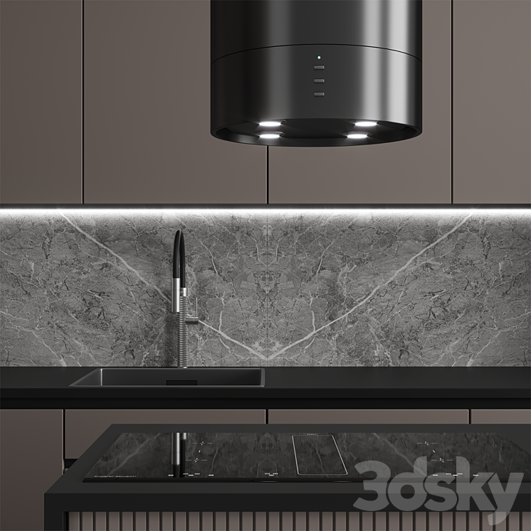 “Kitchen No. 110 “”Black and Beige””” 3DS Max Model - thumbnail 2