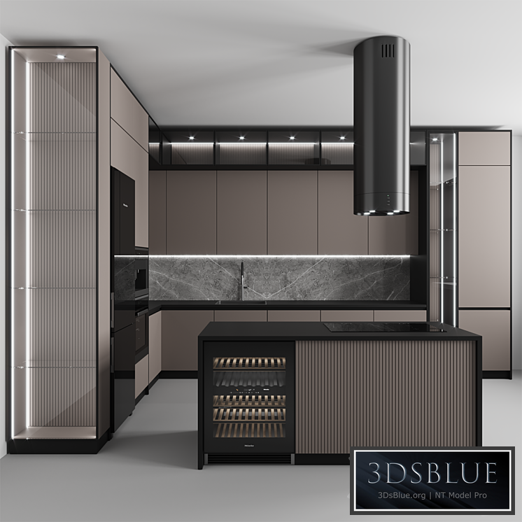 “Kitchen No. 110 “”Black and Beige””” 3DS Max - thumbnail 3