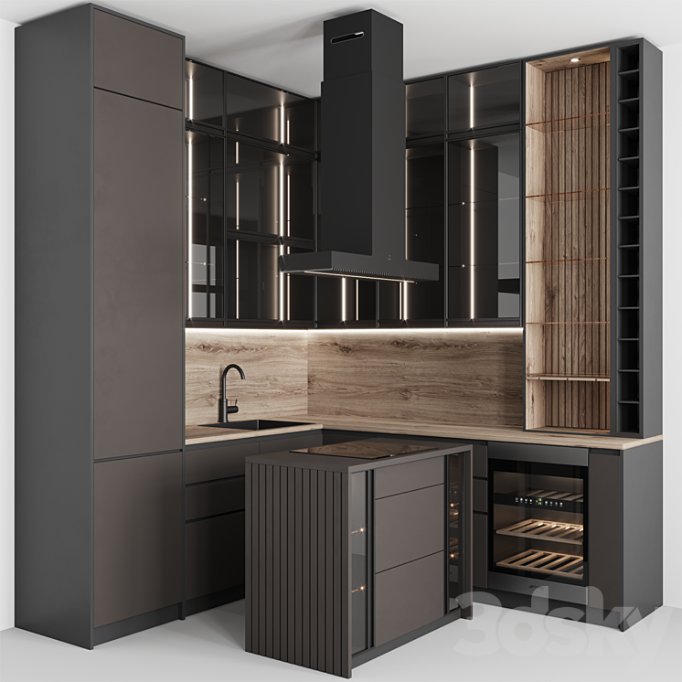 Kitchen No. 62 Chocolate 3DS Max Model - thumbnail 1